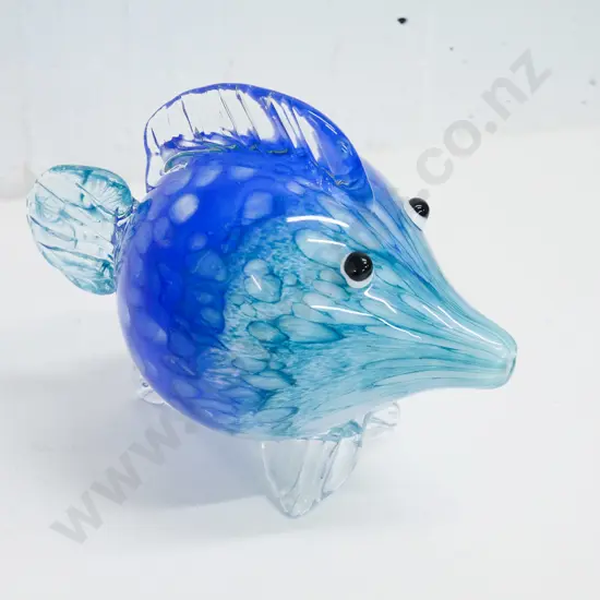 art glass fish in mottled blue & green tones H-180 L-220