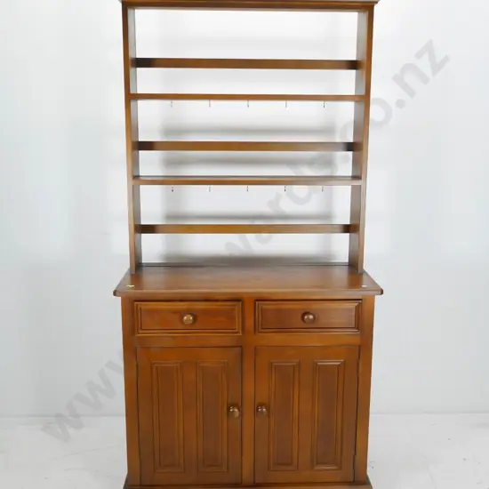 solid pine dresser with 2 doors, 2 drawers, open back top, cup hooks screwed into shelves H2020 W1000 D460