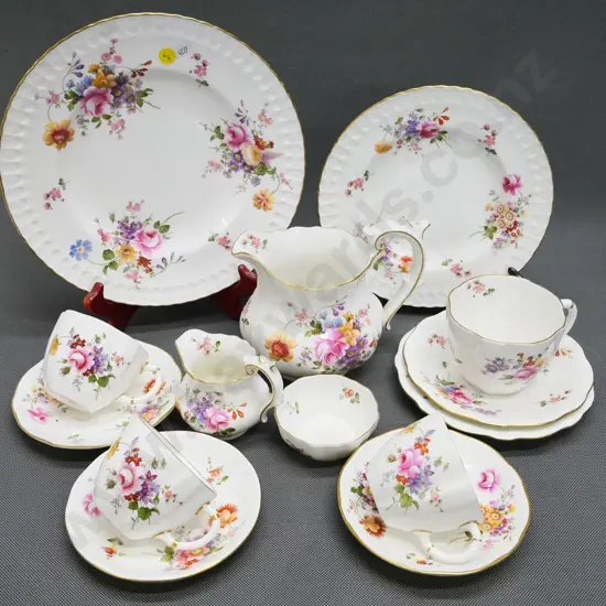 various Royal Crown Derby - 3 cups & saucers, breakfast trio, 2 cabinet plates, 2 jugs, etc. larger plate D-265