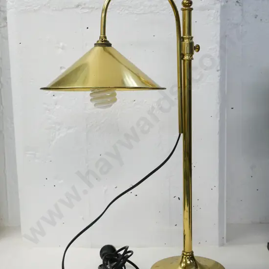 brass adjustable-height table lamp - some marking on brass H-580 Shade diameter 230