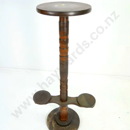 column base indoor plant stand with 2 small lower shelves - polish needs work H-900 W-450