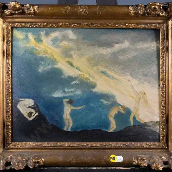 gilt framed oil - 4 figures H-220 W-300