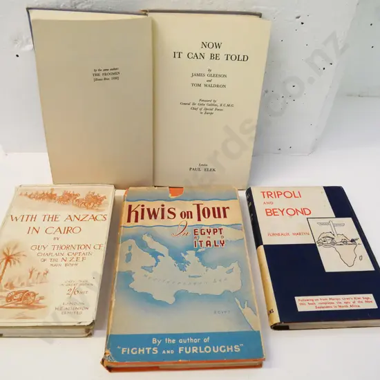 4 NZ military books: Egypt,North Africa, Italy subjects - Guy Thornton, AS Helm, Gleeson & Waldron, F. Martyn