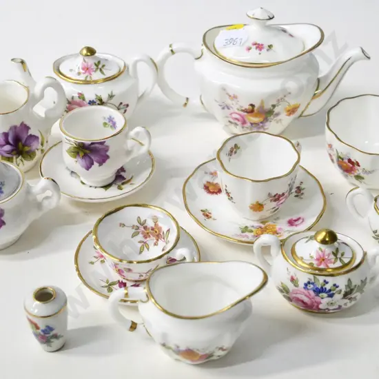 collection of miniature teaware - most Crown Derby posies, some Hammersley and English "Objets D'art"