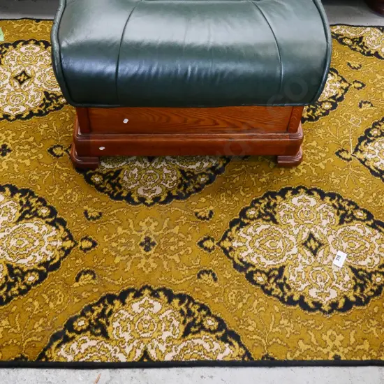 Axminster carpet with bound edges - gold medallion pattern L-1650 W-1350