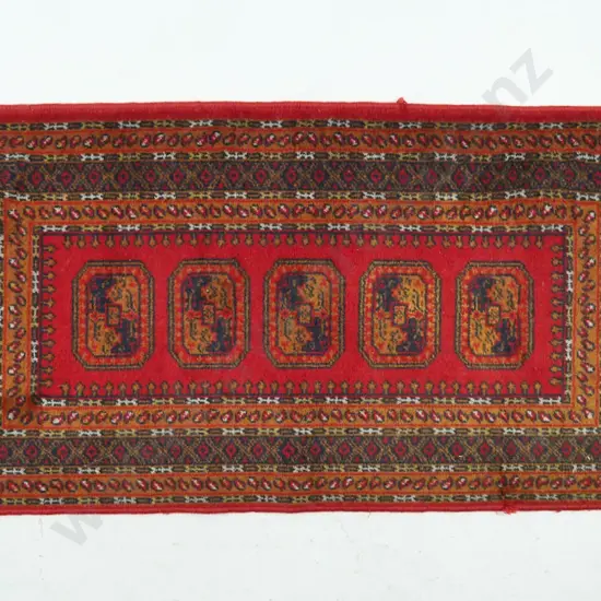small hand-knotted woollen floor rug - dark red, brown and black L-1180 W-600
