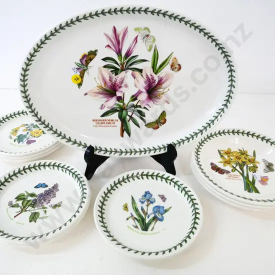 Portmeirion Botanic Garden oval serving dish L-330 W-230 and 10 side plates