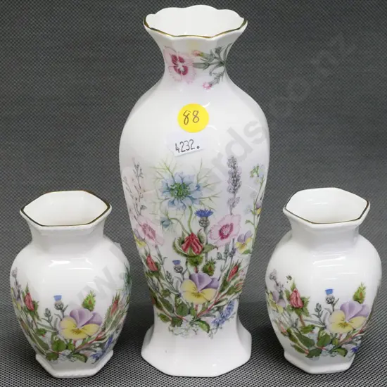 3 Aynsley Wild Tudor vases - tallest is H-180