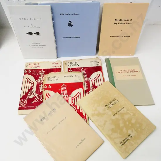 publications relating to Count Potocki de Montalk, incl. issues of The Right Review, "Jim Goodleboodle" etc.