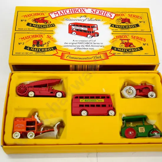 boxed 1988 Matchbox 40th Anniversary collection of 5 reproductions of first Matchbox vehicles