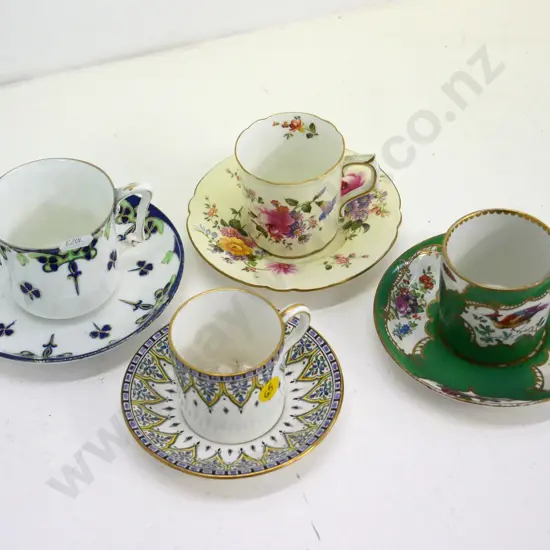4 coffee cups & saucers - Tuscan, Chelson, Royal Crown Derby