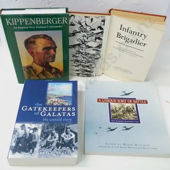 4 NZ military history books: Glyn Harper's Kippenberger & 3 Crete-related titles including Kippenberger memoir