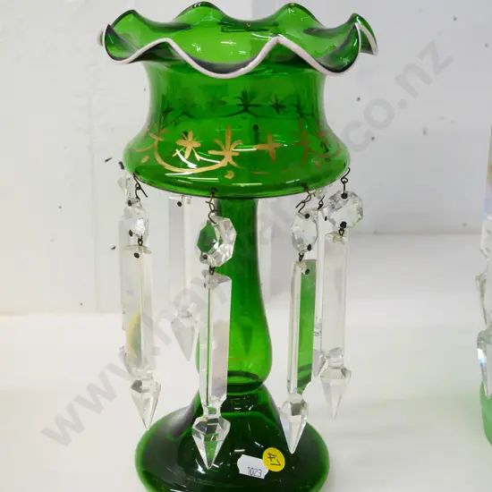 green glass with gold decoration lustre vase H-260