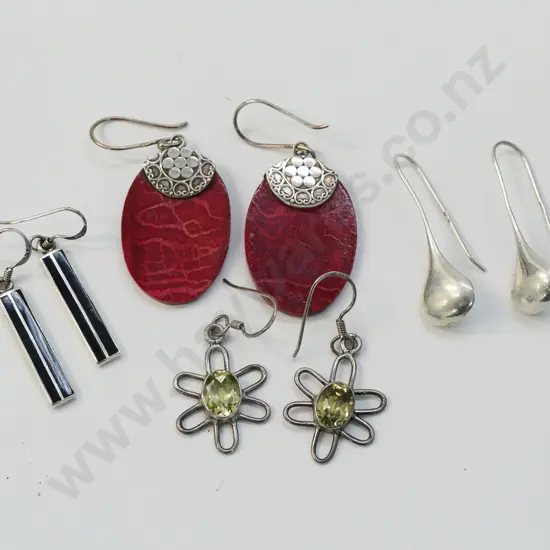4 pairs silver earrings all stamped 925