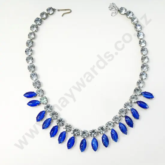 crystal & blue stone costume necklace
