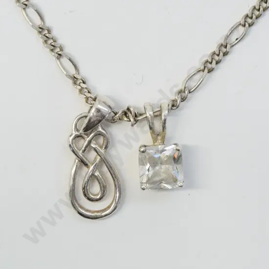 silver necklace with 2 pendants stamped 925