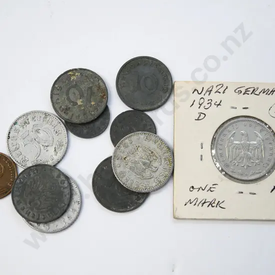 various German coins 1934 to 1944 date range
