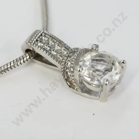 silver & cz pendant  stamped 925