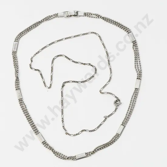 silver 3 stranded necklace stamped 925 & silver chain stamped 925