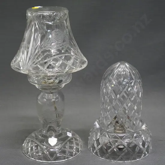 2 cut crystal 2-piece table lamps, with bulb fittings but both need rewiring - taller is Watford H-330