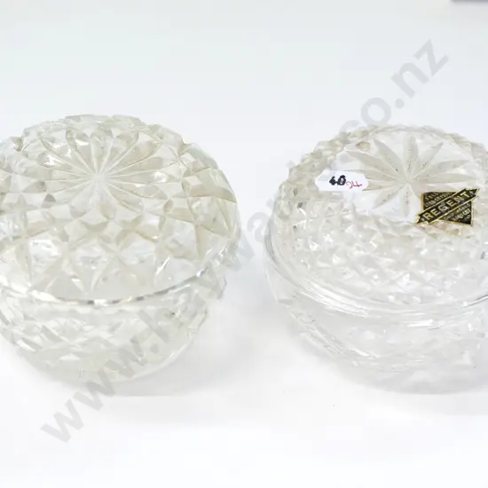 2 small lidded crystal bowls 1 has label 'Regent full lead crystal'