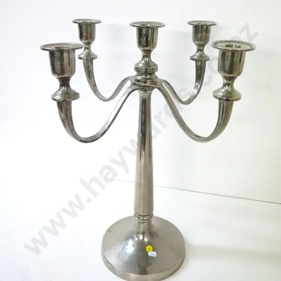 large silver plated heavy 5-candle candelabra H-500