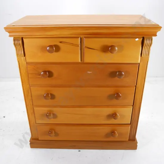 reproduction solid rimu Scotch chest with 6 drawers - some marking to finish on top H-1090 W-970 D-420