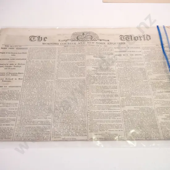 1862 issue of The World and Morning Courier & New York Enquirer