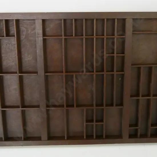 wooden printing type tray/drawer, handle has been removed L-830 W-400