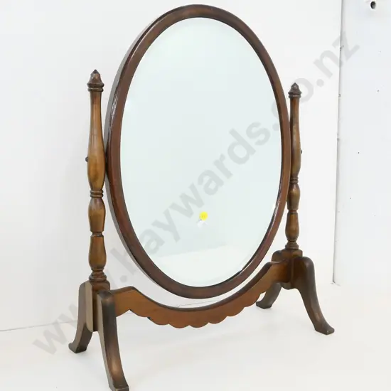 mahogany bevelled oval dressing table cheval mirror H-570 W-425