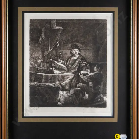 framed reproduction etching - H-225 W-200