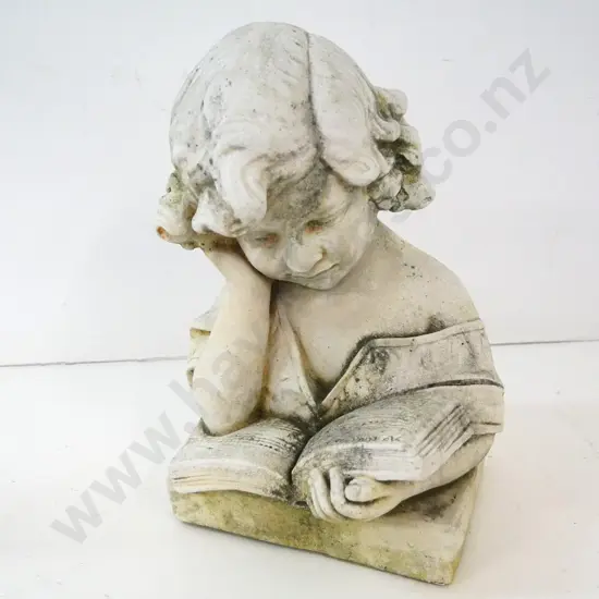 heavy concrete or composite bust - girl reading a book H-350 W-200 D-150
