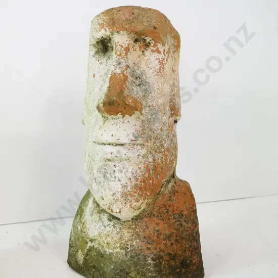 terracotta garden ornament - light finish, Easter Island Moai style head H-360