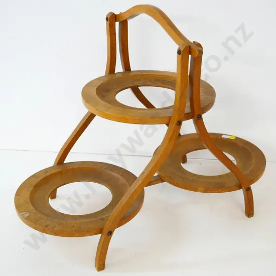 deco oak 3-plate cake stand H-370 W-480 D-245