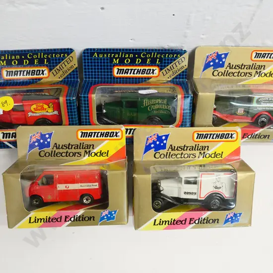 5 boxed Matchbox Australian Collector's limited edition die cast vehicles - mostly vintage delivery vans