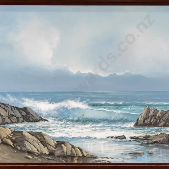 Jacobi - framed oil - coastal scene H-310 W-500