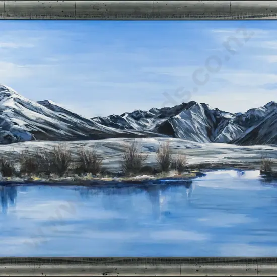 C M Wright - framed oil - lake and mountain scene H-490 W-780