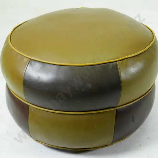 retro panelled vinyl pouffe, has a slight lean H-270 Diameter 430
