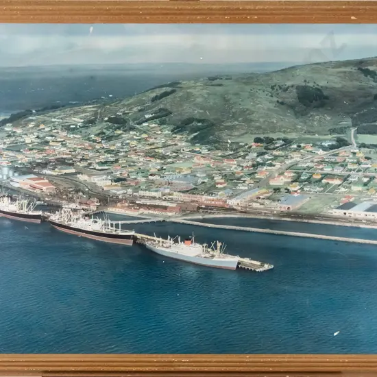 framed hand coloured Whites Aviation - Bluff H-490 W-740 (scratching and damage)