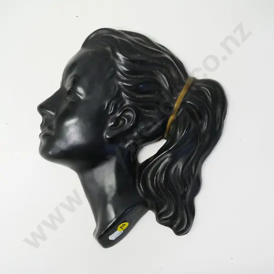 painted plaster silhouette wall head - marked No. 7 on back H-250 W-220