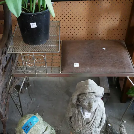 retro metal and vinyl telephone table