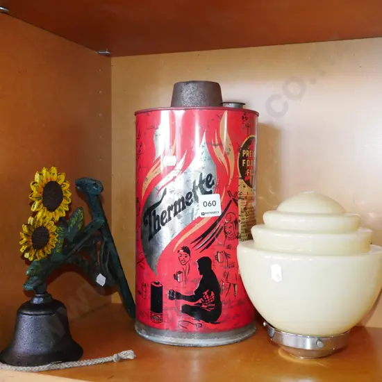 cast iron sunflower themed  bell, part thermette, deco light fitting