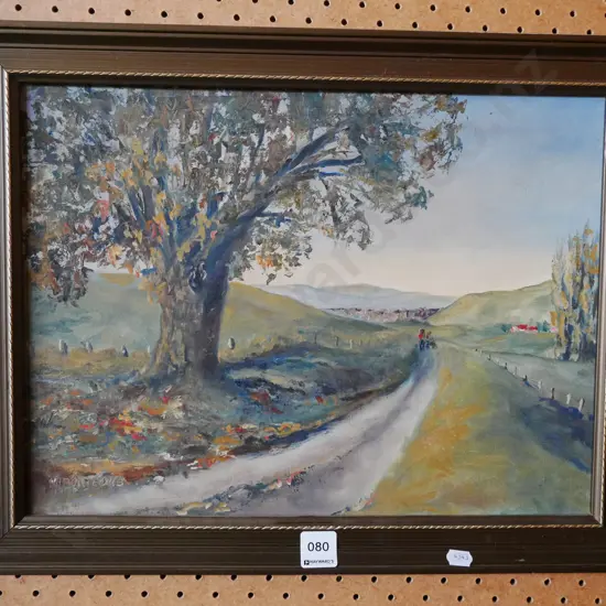 framed oil - country lane