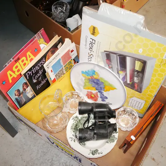 box; stationery storage, water jug, binoculars, magazines etc