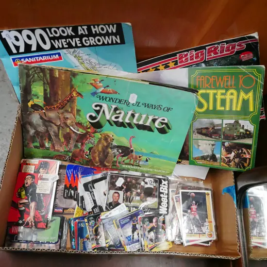box; collector cards and books
