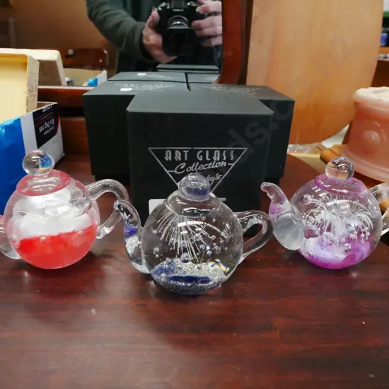3x Murphy's art glass teapots