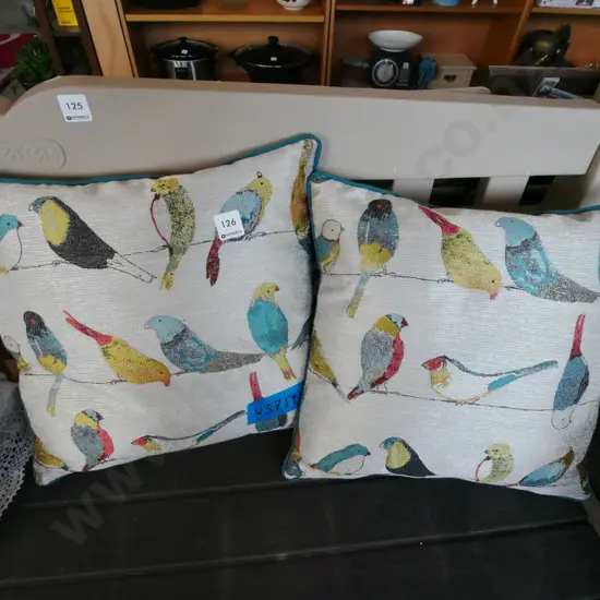 2x as-new bird themed cushions