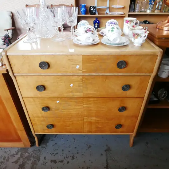 solid oak and veneer 4 drawer chest H-850 W-820 D-400