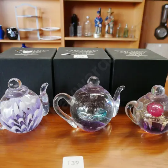 3x Murphy's art glass teapots