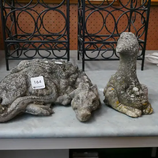 2x concrete ornaments - dragons H-150